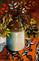 Johannes Meintjes; Flowers in an Earthenware Jar