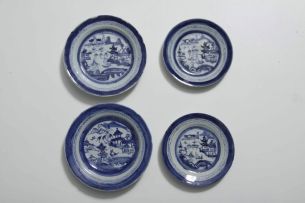Two Chinese blue and white leaf-shaped dishes, Qing Dynasty, Qianlong (1735-1796)