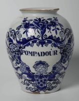 A Dutch blue and white tobacco jar, De Porceleyne Klaeuw, 19th century