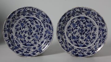 A pair of Dutch Delft blue and white dishes, 18th century