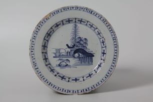 Two Liverpool delftware blue and white plates, circa 1760