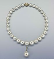 A Southsea pearl and diamond necklace