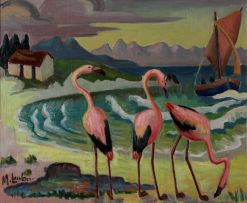 Maggie Laubser; Flamingos on the Beach