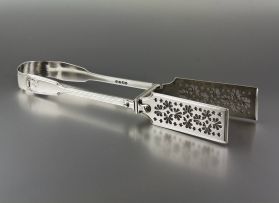 A pair of William IV silver asparagus tongs, Mary Chawner, London, 1833