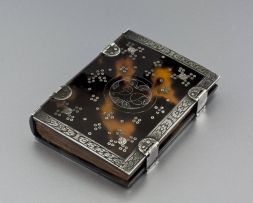 An Edwardian tortoiseshell and silver-inlaid card case, Henry Aumont, London, 1904