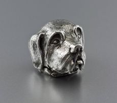 A Continental silver novelty pill box, in the form of a hound's head, early 20th century