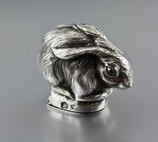 A Continental silver novelty pill box, in the form of a hare, late 19th century
