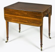 A Regency rosewood and brass-inlaid Pembroke table