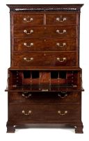 A George III mahogany secretaire chest on chest