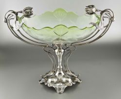 A WMFB electroplate and glass fruit stand, circa 1900
