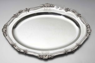 A Sheffield plate oval dish, late 18th/early 19th century