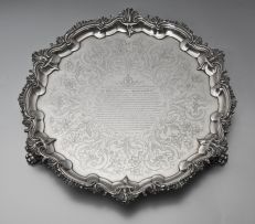 A Victorian silver salver, Daniel and Charles Houle, London, 1845