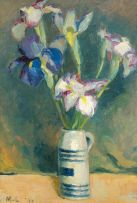 Maggie Laubser; Irises in a Beermug