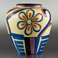 A Clarice Cliff Fantasque 'Blue Daisy' pattern vase, circa 1930