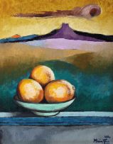 Johannes Meintjes; A Bowl of Oranges on a Window Sill