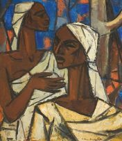 Maurice van Essche; Two Congolese Women in a Landscape