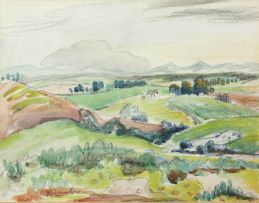Maggie Laubser; Landscape with Cottage