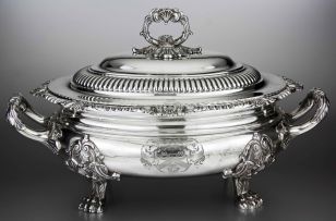 A George III silver soup tureen and cover, possibly John Houle, London, 1819