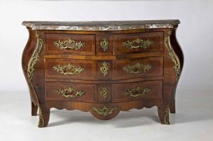 A French Louis XV style bombé gilt-brass mounted kingwood and inlaid commode, late 19th/early 20th century