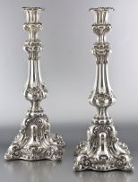A pair of Polish silver Sabbath candlesticks, with maker's initial, late 19th century