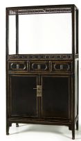 A Chinese black lacquer scholar's cabinet, 19th century
