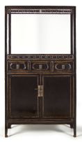 A Chinese black lacquer scholar's cabinet, 19th century