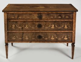 A walnut, rosewood and inlaid commode, 19th century