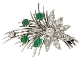 Diamond and emerald brooch, 1970s