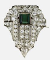 Diamond and tourmaline brooch, 1930s