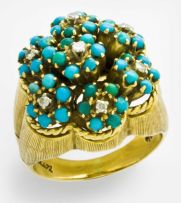 Turquoise and diamond dress ring