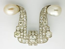 Diamond and pearl brooch, circa 1925