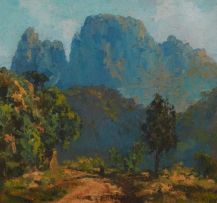 Otto Klar; A Mountainous Landscape with Trees
