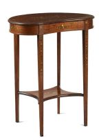 An Edwardian satinwood and painted kidney-shaped side table