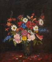 Nita Spilhaus; Spring Flowers in a Glass Vase