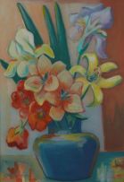 Maggie Laubser; Still Life with Day Lilies and Irises