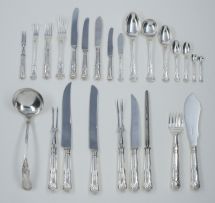 A part set of Kings pattern silver flatware, Viners Ltd, Sheffield, 1954-1956