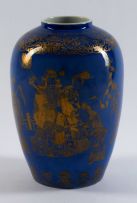 A Chinese powder-blue glaze and gilt vase,Qing dynasty, 19th century