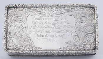 A rare Cape silver table snuff box, Thomas Stephenson, mid 19th century
