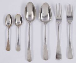 Six Cape silver Old English pattern table forks, Willem Godfried Lotter, 19th century