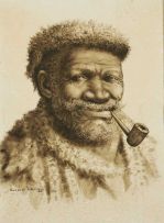 Gerard Bhengu; Portrait of a Man Smoking a Pipe