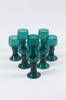 A set of eight green-tinted glass roemers, 19th century
