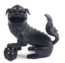 A Chinese bronze incense burner in the form of a dog of Fo, 19th century
