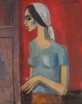 Maurice van Essche; A Woman in a Doorway