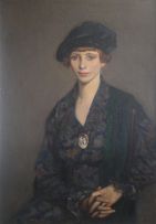 John Henry Amshewitz; A Portrait of a Lady with a Blue Beret