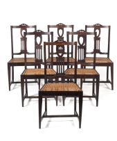 A set of six Cape stinkwood neo-classical style dining chairs