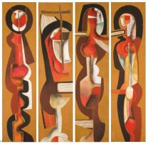 Cecil Skotnes; Four Figures (on four panels)