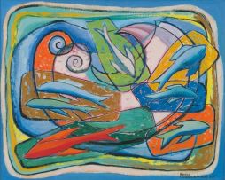 Bettie Cilliers-Barnard; Abstract Composition with Fish