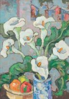 Gregoire Boonzaier; A Still Life with Arum Lilies