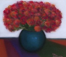 Pieter van der Westhuizen; Red Roses in a Blue Vase