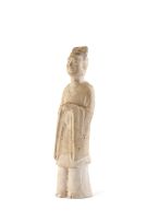 A Chinese pottery figure of an attendant, Tang Dynasty